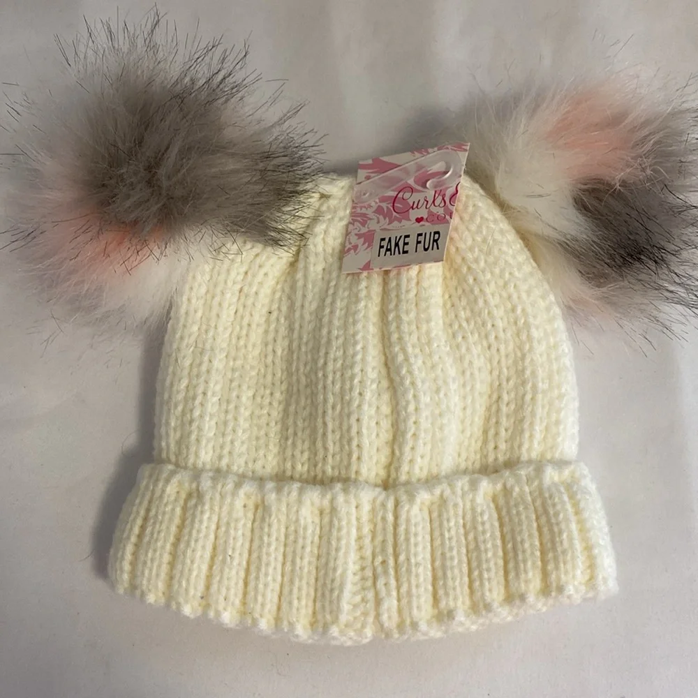 🎀 5/$20 🎀 Toddler Curls & Pearls Couture Winter Hat Beanie and Mitten Set